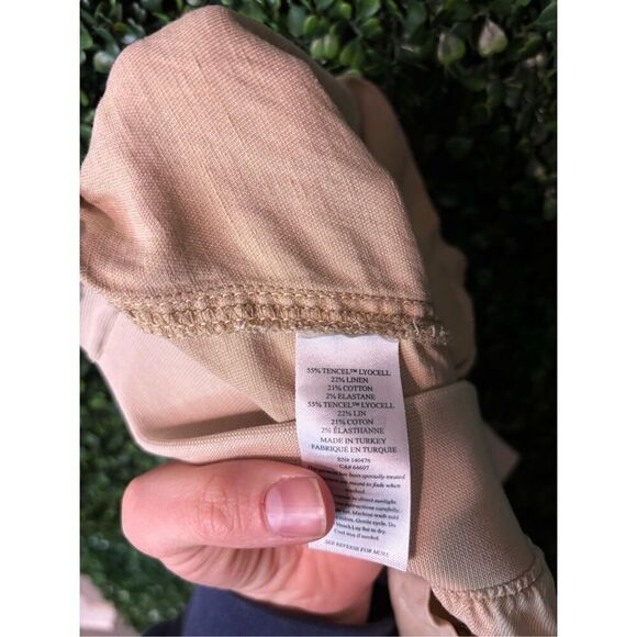 FAHERTY TAN LINEN AND TENCEL STRAIGHT LEG PANTS SZ LARGE - Picture 5 of 5